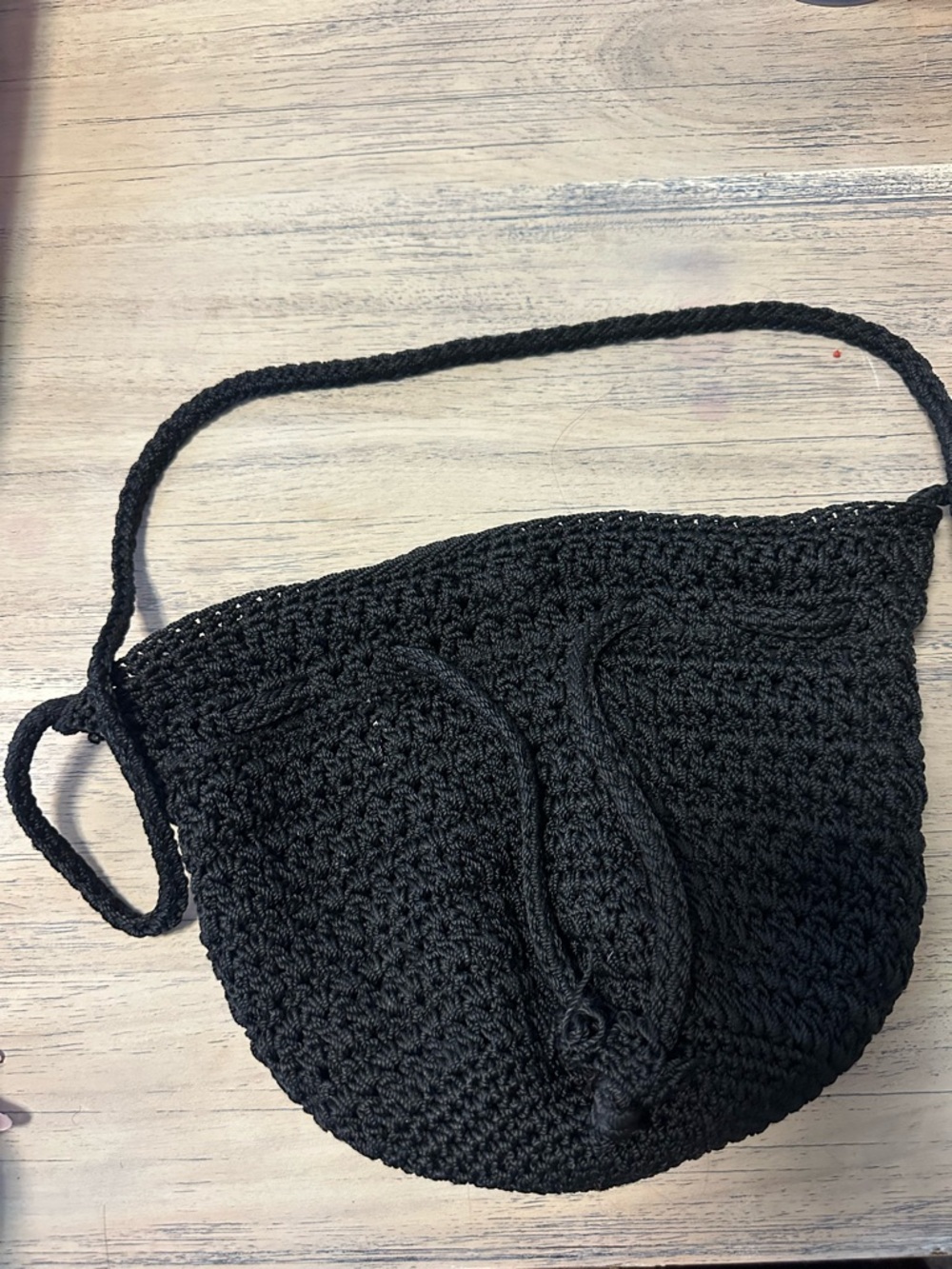 The Sak Black crochet  Bucket Bag